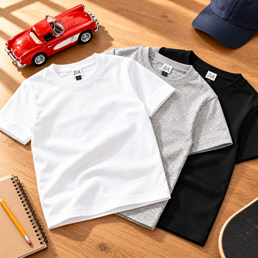 [3-Pack] Kids Premium Cotton Crew Neck T-Shirt (Free Shipping)
