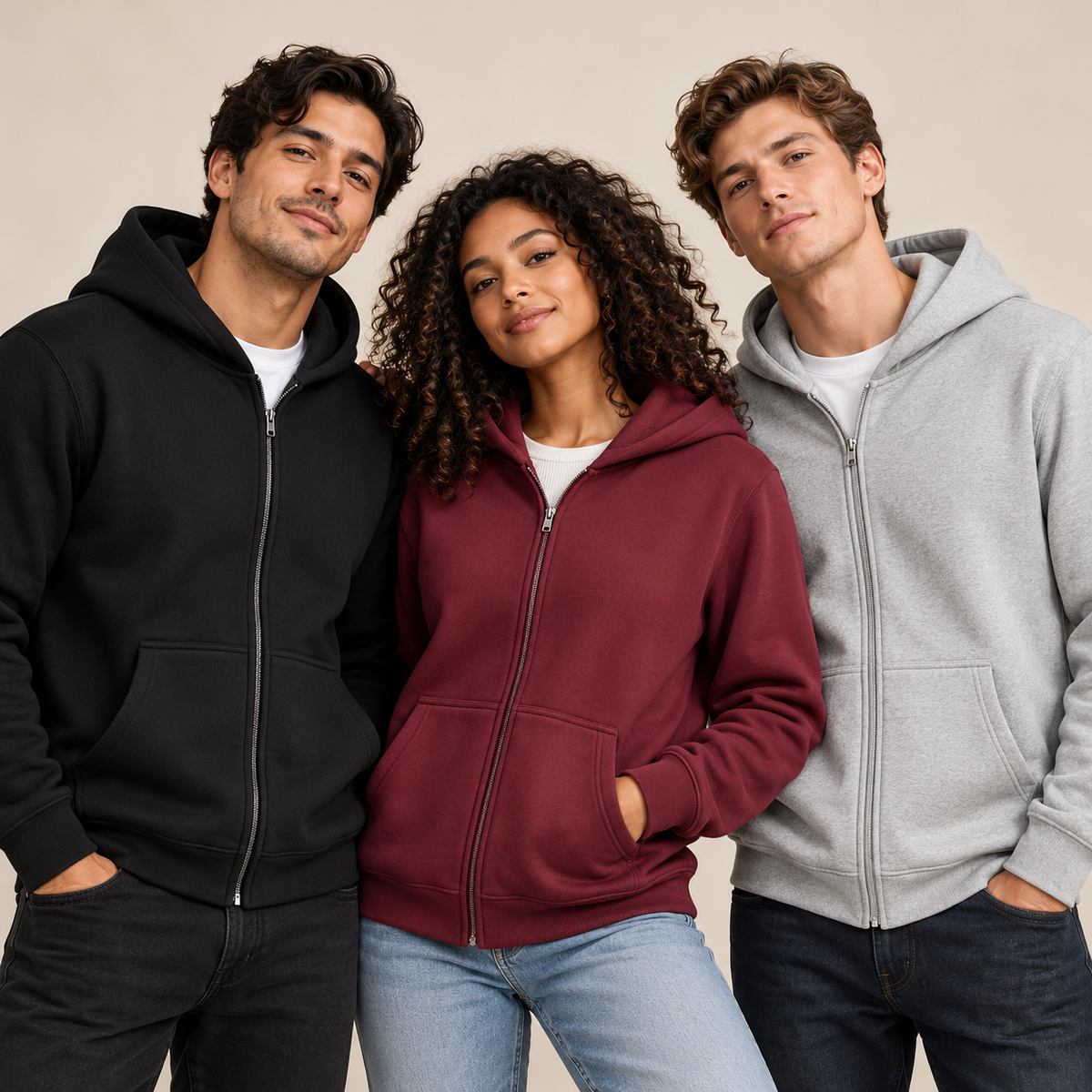 [3-Pack] Unisex Premium 100% Cotton Full-Zip Hoodie (Free Shipping)